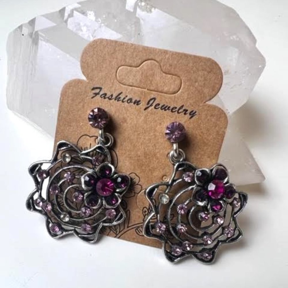 Pink Flower Fashion Earrings